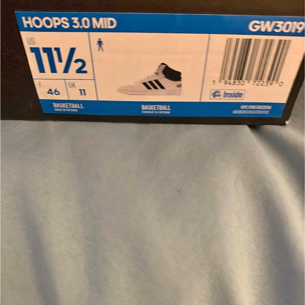 Adidas Hoops 3.0 Mid in Black and White